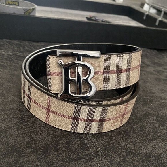 Burberry Black Inside Reversible Belt Chrome TB Buckle Size 95/38 - Picture 2 of 3